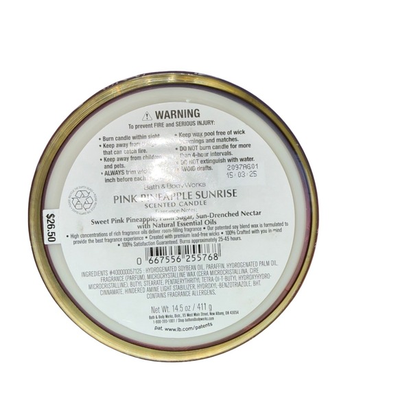 Bath & Body Works Pink Pineapple Sunrise 3Wick Scented Candle 14.5oz Holographic - Picture 4 of 4